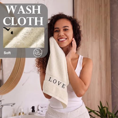 Hahafelt Decorative Bathroom Towel Set, Earth Tones