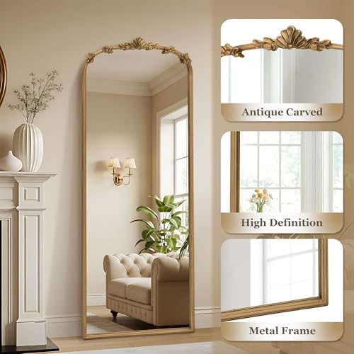 Besdomus Full Length Gold Mirror: 21''x56'' Baroque Floor Long Body Mirror