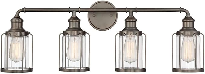 Designers Fountain Anson 4-Light Industrial Bathroom Vanity Light Fixture, 91304-SCB