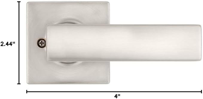 Kwikset Breton Dummy Door Handle 2 Pack, Single Sided Lever for Closets, French Double Doors, and Pantry, Satin Nickel Non-Turning Reversible Interior Push/Pull Lever, with Microban Protection