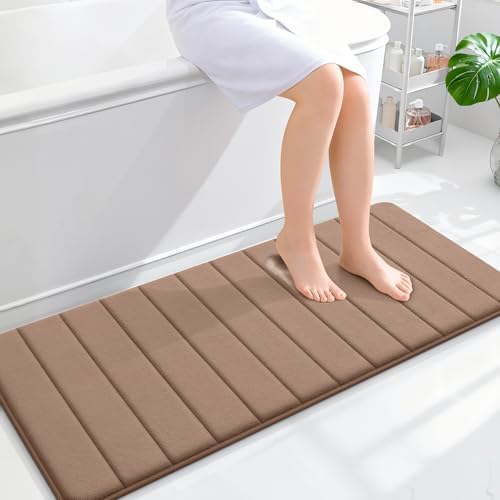 OLANLY Memory Foam Long Bathroom Rugs Runner 47x20, Super Soft Absorbent