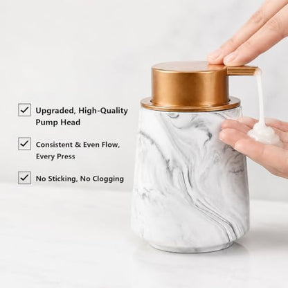 Ceramic Bathroom Accessory Set, 4 Piece Marble Bathroom Countertop Organizer Includes Soap Dispenser, Toothbrush Holder, Tumbler & Soap Dish, Elegant Modern Bath Decor