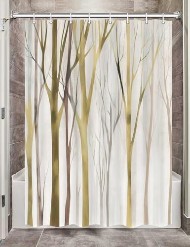 Birch Forest Abstract Shower Curtain Farmhouse Bathroom Decor 72X72 Inch