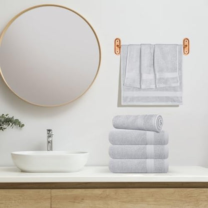 GLAMBURG Ultra Soft 6-Piece Hand Towel Set 16x28-100% Ringspun Cotton - Durable & Highly Absorbent Hand Towels - Ideal for use in Bathroom, Kitchen, Gym, Spa & General Cleaning - Light Grey