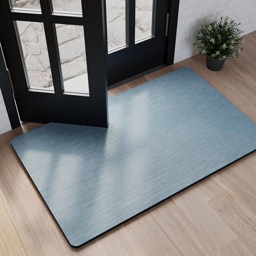 Mecko Bath Mat 24"x48",Ultra Thin Bathroom Rug fit Under Door Light Blue