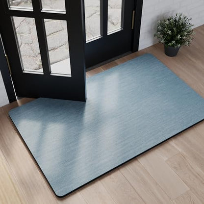 Mecko Bath Mat 24"x48",Ultra Thin Bathroom Rug fit Under Door Light Blue
