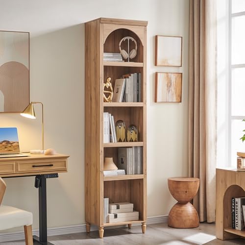 IFBUY 76" Arched Bathroom Storage Cabinet, Narrow Arched Cabinet, Natural
