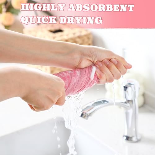 HunnmingRe 4 Pack Boho Hand Towel for Kitchen, Pink,White