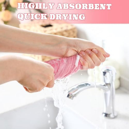 HunnmingRe 4 Pack Boho Hand Towel for Kitchen, Pink,White