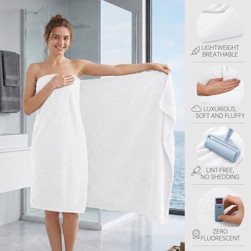 MaopaoBeauty Oversize Bath Towels Set - 35x70 Inches, 4-Piece Bathroom Towel Set (1 Bath Towel, 1 Hair Towel, 1 Hand Towel, 1 Washcloth),Microfibers Towels for Bathroom Set Microfiber Shower Towels