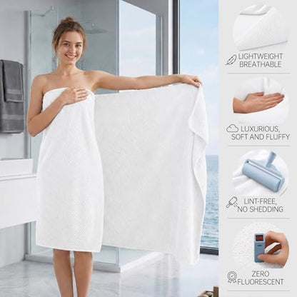 MaopaoBeauty Oversize Bath Towels Set - 35x70 Inches, 4-Piece Bathroom Towel Set (1 Bath Towel, 1 Hair Towel, 1 Hand Towel, 1 Washcloth),Microfibers Towels for Bathroom Set Microfiber Shower Towels