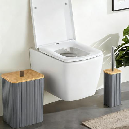 Grey Bathroom Set Bathroom Accessories Set Complete with Trash Can-9PCS