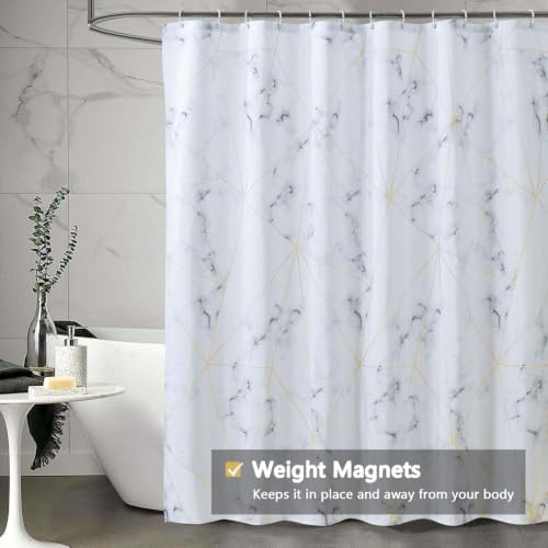 LLSCL Fabric Shower Curtain Liner with Magnets, Waterproof Hotel Quality, 72 x 72 Machine Washable