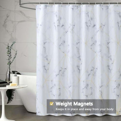 LLSCL Fabric Shower Curtain Liner with Magnets, Waterproof Hotel Quality, 72 x 72 Machine Washable