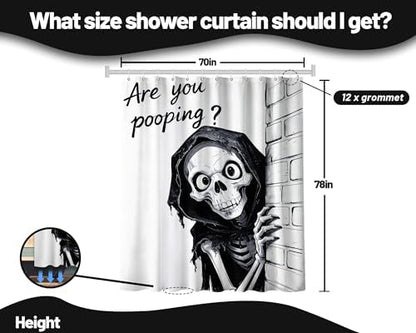 Extra Tall Shower Curtain XL are You Pooping Skul, 70 x 78 Inchs