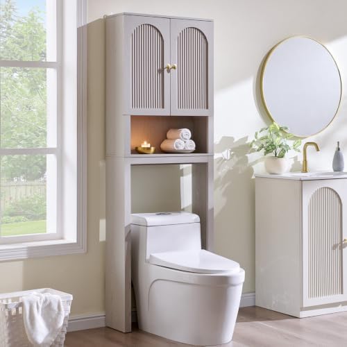 72" Over The Toilet Storage Cabinet, Bathroom Storage Cabinet, Light Grey