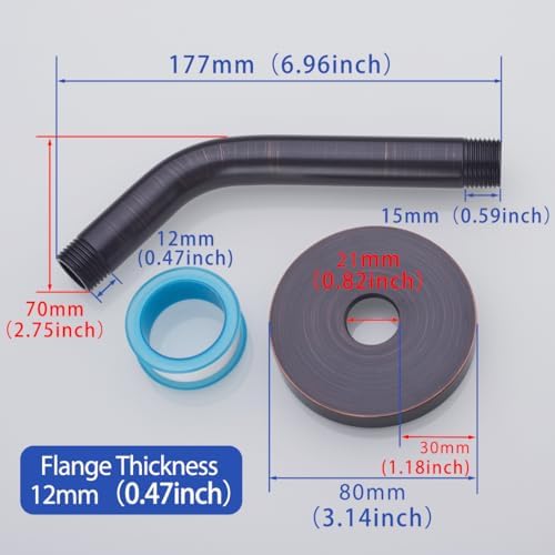 Wall Mounted Shower Arm Extension Head Holder Stainless Stee for Elbow Bathroom Accessories Pipe Bath Tube Oil Rubbed Bronze,SW-RD91018-6-ORB.