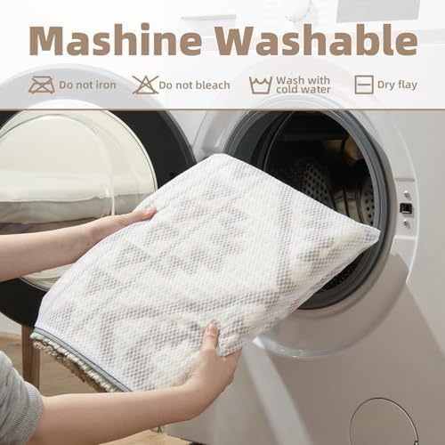 PADOOR-Waffle Bath Mat 24"x36"-Super Absorbent Bath Mats for Bathroom, Machine Washable Non Slip Bathroom Rug with Tassels, Soft Bathroom Mat for Laundry Room, Bedroom, Cream & Brown, 2'x 3'