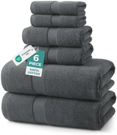 ecolook Ultra Soft 6-Piece Towel Set, 100% Cotton