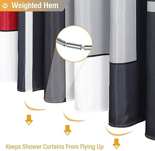 BTTN 72 x 84 Tall Modern Geometric Waterproof Fabric Shower Curtain, Red