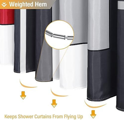 BTTN 72 x 84 Tall Modern Geometric Waterproof Fabric Shower Curtain, Red