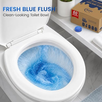 Msvvko Toilet Bowl Cleaner Tablets (60 Count) | Blue Automatic Toilet Tank Cleaner | 15-Day Long Lasting Toilet Tank Stain Remover & Deodorizer | Hands-Free No-Scrub Bathroom Freshness, Septic Safe