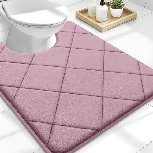 OLANLY Memory Foam Toilet Rugs U-Shaped 24x20, Ultra Soft and Absorbent