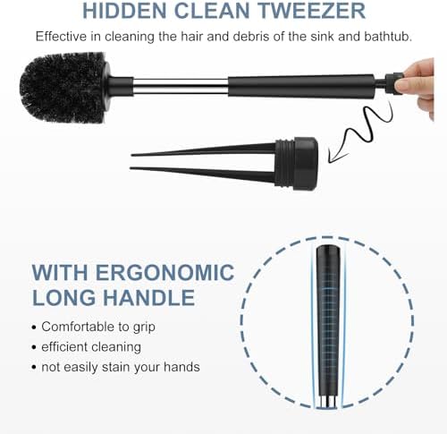 SetSail Toilet Brush and Holder, Self Closing Lid Toilet Bowl Brushes Holder and Extra Long Handle Ventilated Toilet Brush Set for Bathroom Cleaning, Nylon Bristles, Black