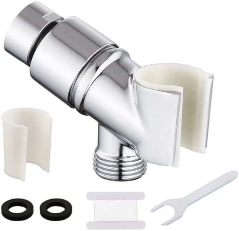 All Metal Handheld Shower Head Holder - Adjustable Shower Rod Holder with Brass Pivot Ball - Handheld Shower Head Holder - Shower Hose Holder for attaching Shower arm to Shower Hose, Chrome…