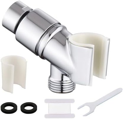 All Metal Handheld Shower Head Holder - Adjustable Shower Rod Holder with Brass Pivot Ball - Handheld Shower Head Holder - Shower Hose Holder for attaching Shower arm to Shower Hose, Chrome…