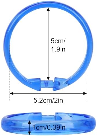 Blue Shower Curtain Hooks - 12 Pcs Circular Plastic Shower Curtain Rings for Bathroom - O Shaped Transparent Blue Shower Hooks Rings for Shower Curtain Rod