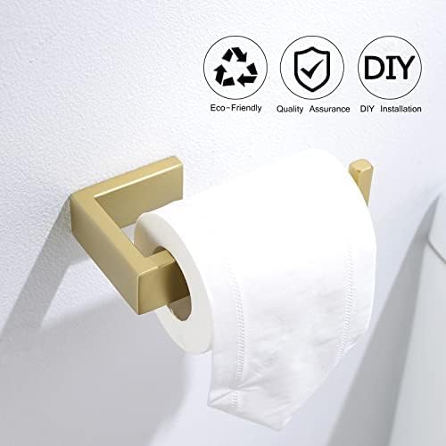Gold Towel Bar Set 4 Pieces Bathroom Hardware Set Wall Mounted Stainless Steel,Towel Bar+Towel Holder+Towel Hook+Toilet Paper Holder,23.6 inch