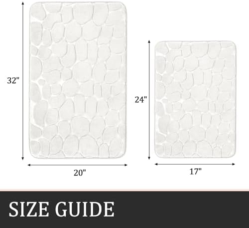 YIHOUSE Bathroom Rugs Mat Set, Memory Foam Bath Mat 2 Piece White