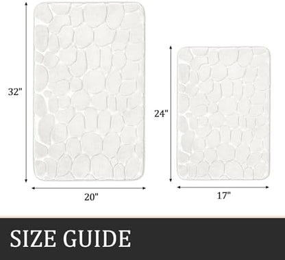 YIHOUSE Bathroom Rugs Mat Set, Memory Foam Bath Mat 2 Piece White