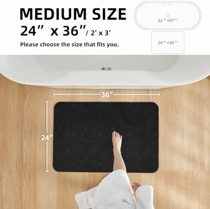 TYUU Thin Bath Mat, Bathroom Rugs Non Slip Washable, 24x36 Black