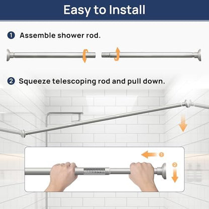 ENJOYBASICS 1" Nickel Shower Curtain Rod, 30-64" Adjustable, Secure Tension