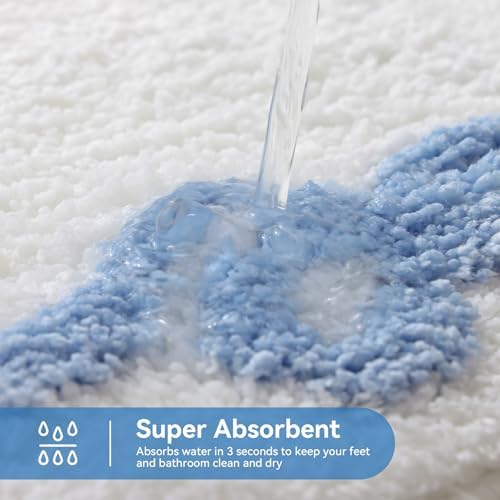 TRUEDAYS Blue Bow Bathroom Rugs, Cute Bow Bath Mat, 32 * 20 Inch