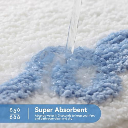 TRUEDAYS Blue Bow Bathroom Rugs, Cute Bow Bath Mat, 32 * 20 Inch