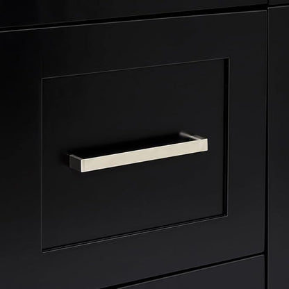 ARIEL Hamlet 60-inch Bathroom Vanity with Sink,Solid Wood, 1.5-inch Italian Carrara Marble Countertop, Double Rectangular Porcelain Sink, 4 Soft Closing Doors, 3 Dovetail Drawers, Black