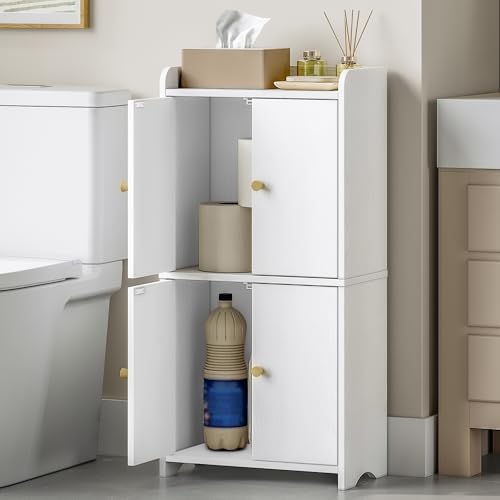 HEXCELEN Small Storage Cabinet, Modern Minimalism, White