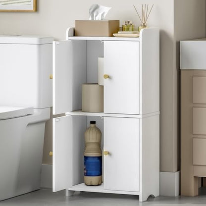 HEXCELEN Small Storage Cabinet, Modern Minimalism, White
