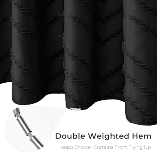 Black Boho Fabric Shower Curtain 72 x 74 Inches