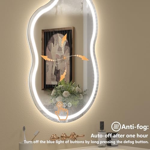 20x32 Inch Irregular Led Bathroom Vanity Mirror with Lights