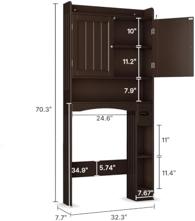 Ahomly Over The Toilet Storage Cabinet, 32.3" W, Grey