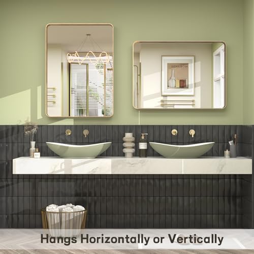 30x36 Gold Framed Bathroom Mirror for Wall