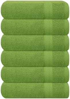 GLAMBURG Ultra Soft 6-Piece Hand Towel Set 16x28-100% Ringspun Cotton - Durable & Highly Absorbent Hand Towels - Ideal for use in Bathroom, Kitchen, Gym, Spa & General Cleaning - Kiwi Green