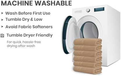 Large Bath Towels Set of 6 – 24" x 50" – 100% Cotton Terry – Durable, Soft & Quick Dry – Beige Multipurpose Towels for Bathroom, Gym, Spa, Pool & Daily Use