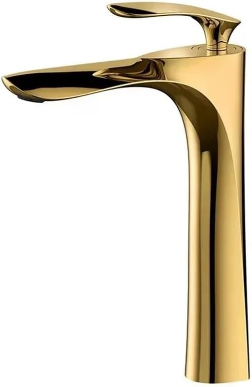 Faucet Golden Maple Leaf Faucet for Hot and Cold Household Use Raised Washbasin Countertop Basin Single Hole Faucet(Gold High) Faucet