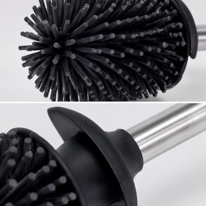 SUS304 Stainless Steel Toilet Brush and Holder Set Toilet Brush Case Cleaner for Toilet Bowl Bathroom Cleaning Brush Caddy Cepillo de Baño wih Oily Coating Brushed Stainless Chrome