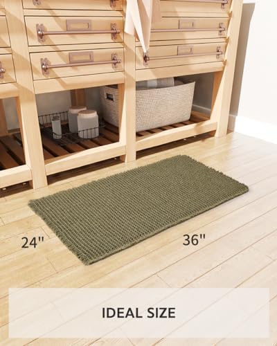 tchdio Waffle Bath Mat, Super Absorbent Non Slip Bath Mat Ultra Soft Bathmat Machine Washable Bath Rugs with Tassels, Beside Tub, 24" x 36"